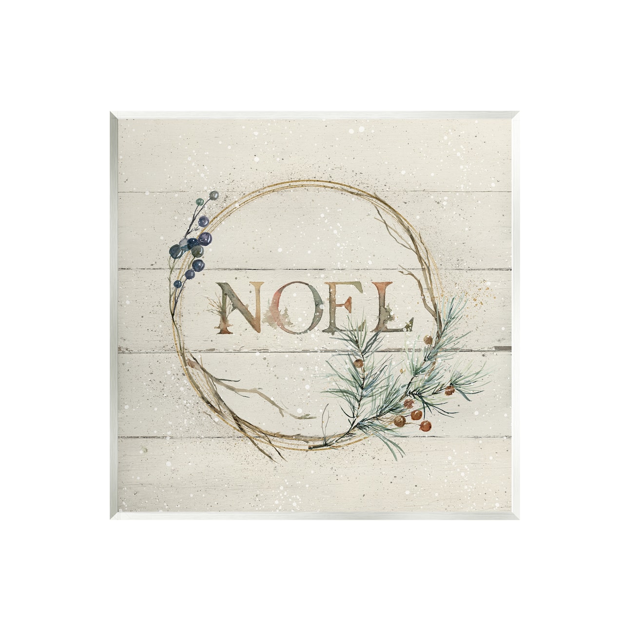 Stupell Industries Noel Holiday Botanical Wreath Wall Plaque Art